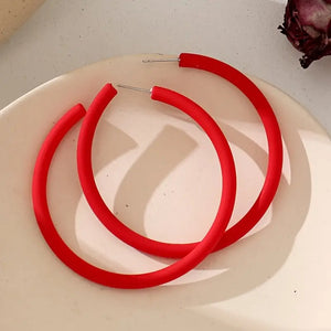 C-Shaped Red Earrings