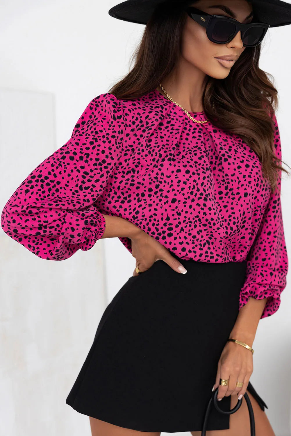 Rose Leopard Blouse