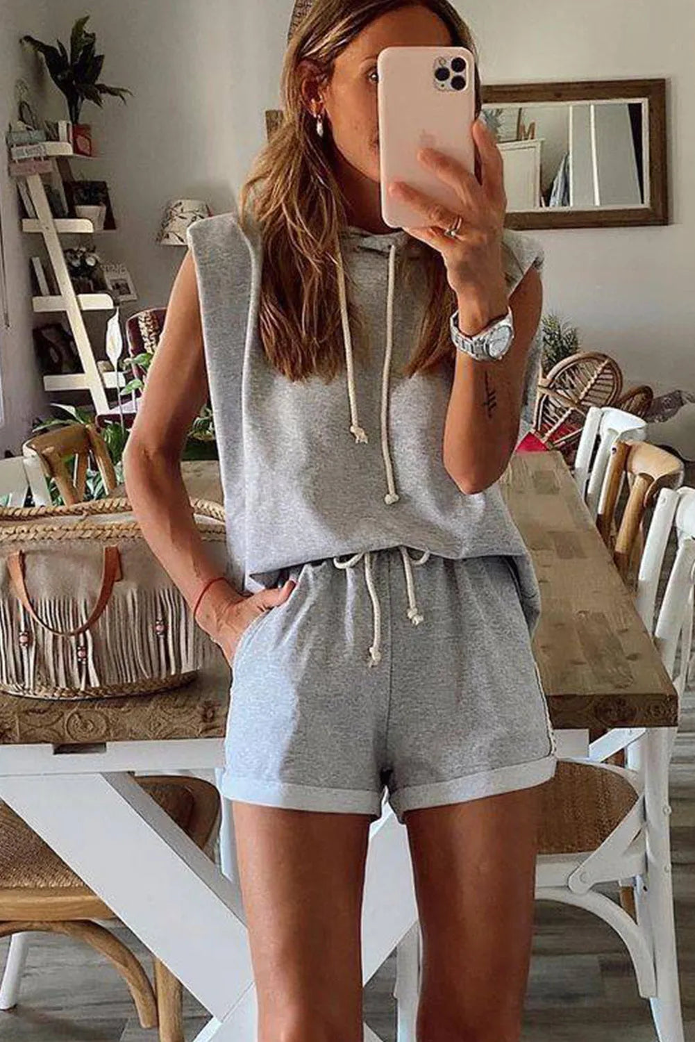 Gray Shorts Set