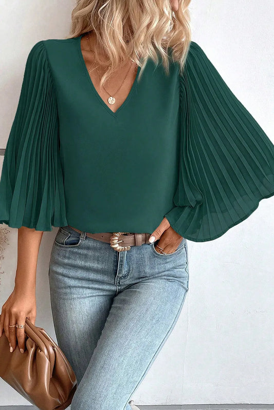 Greenish Pleated Top