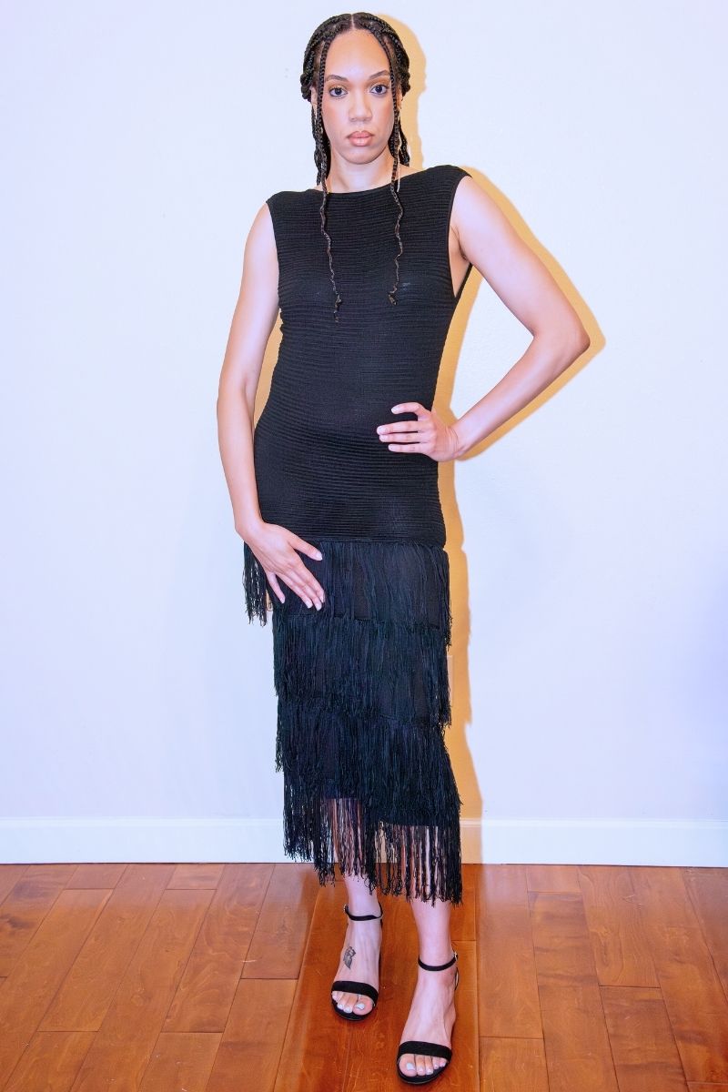 Chic Spliced Tassels Dress