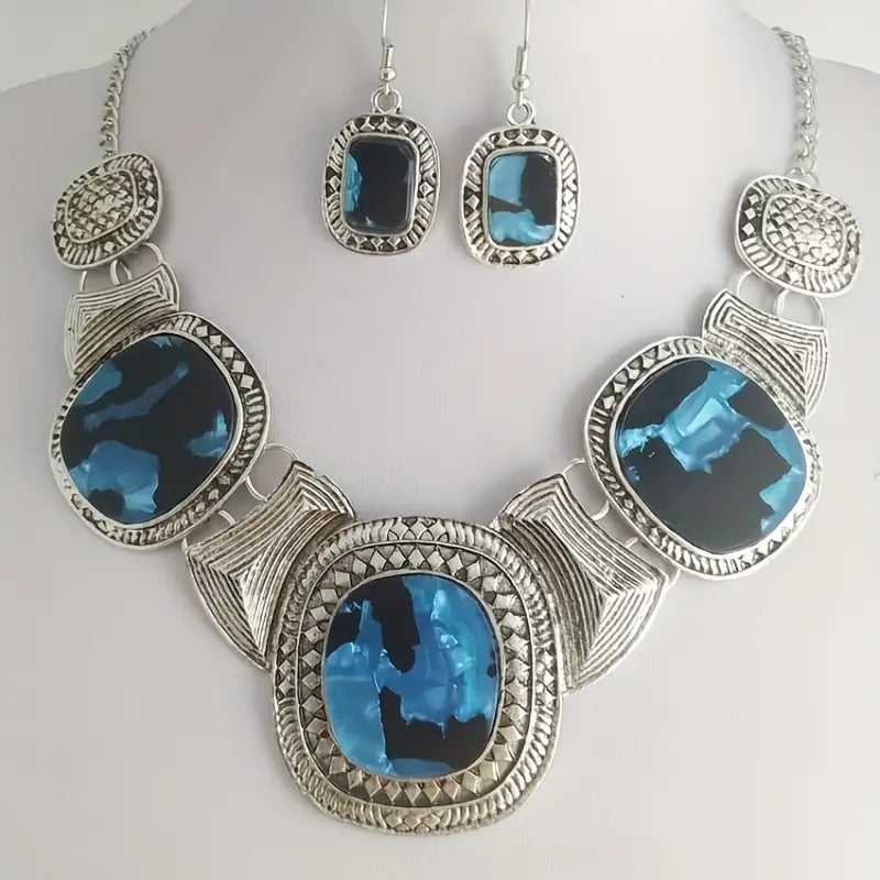 Geometric Necklace Blue