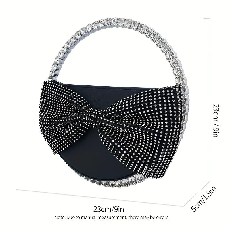 Rhinestone Bowknot Bag Black