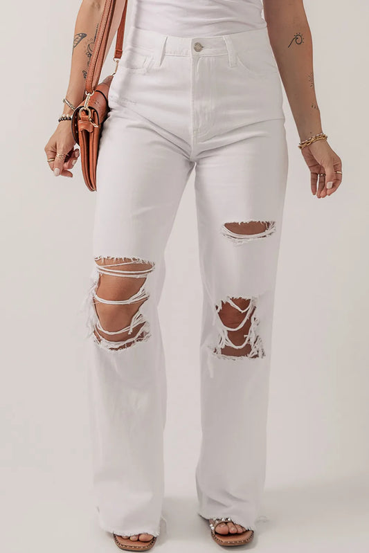 White Straight Jeans