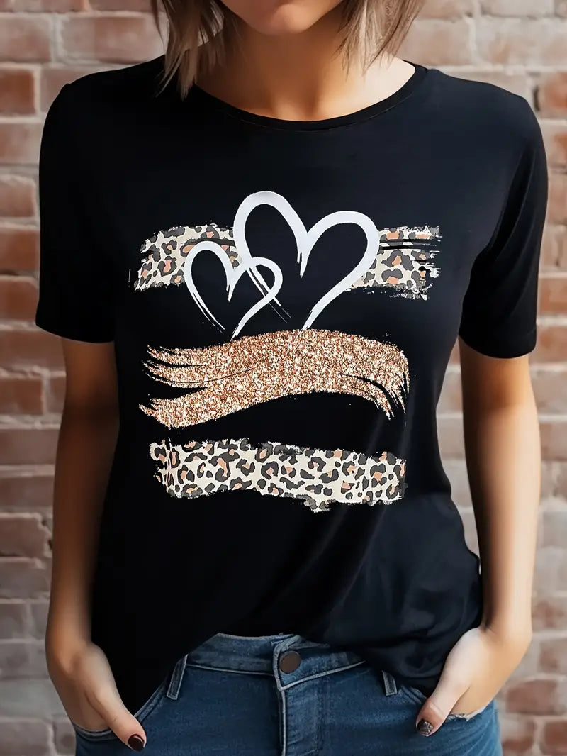 Heart & Leopard Tee