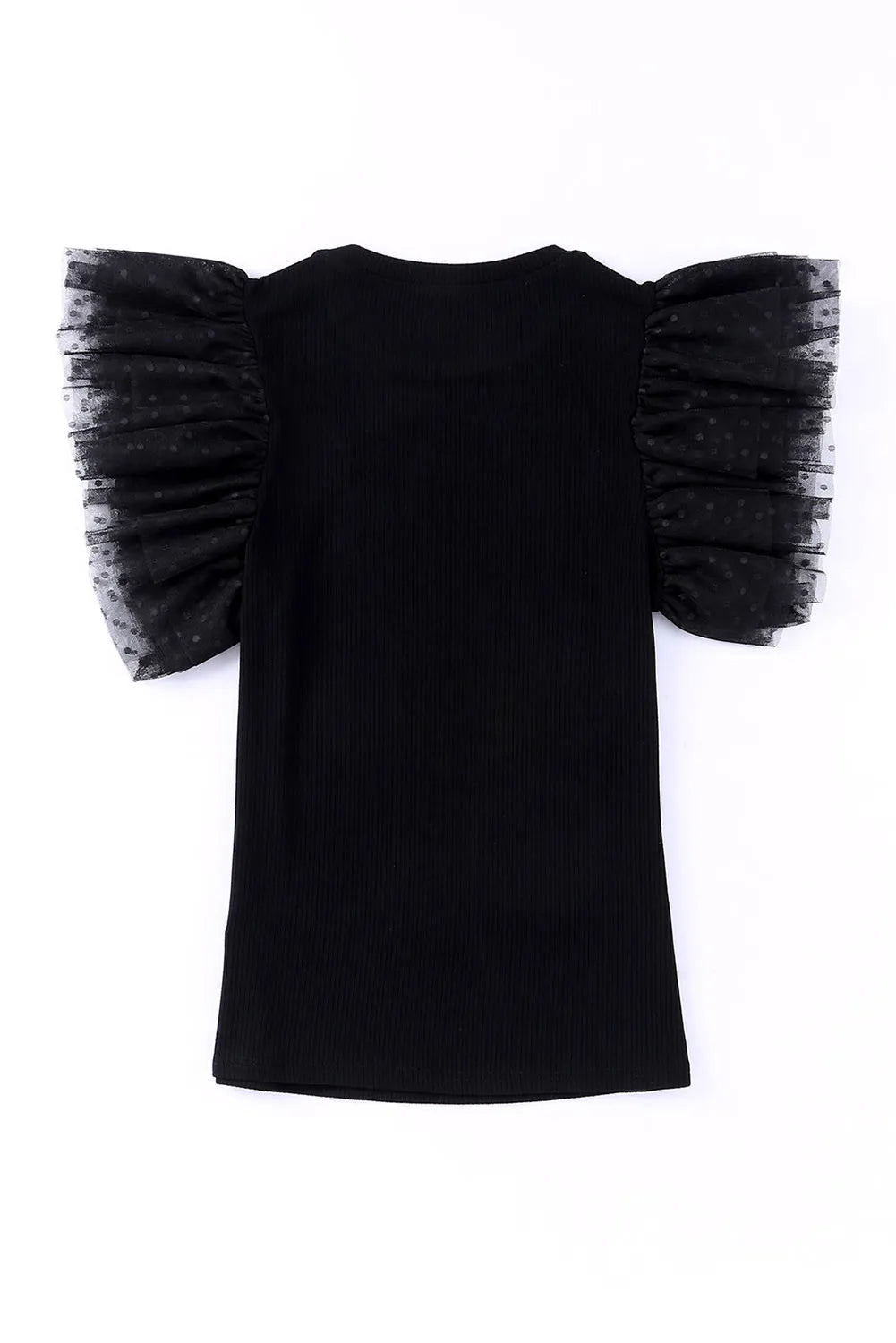 Mesh Ruffle Knit Top