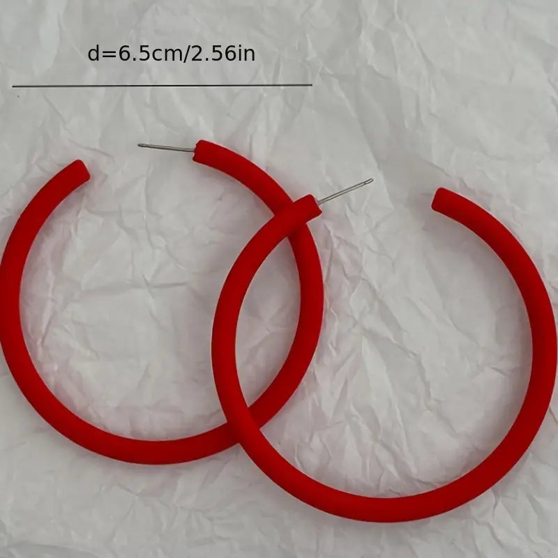 C-Shaped Red Earrings