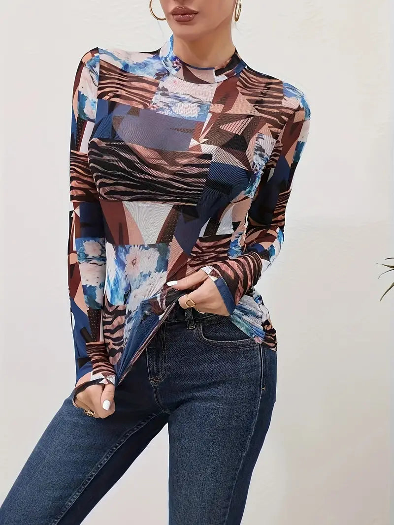 Floral Mock Neck