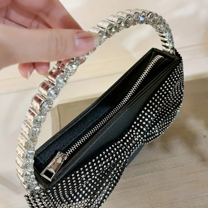 Rhinestone Bowknot Bag Black