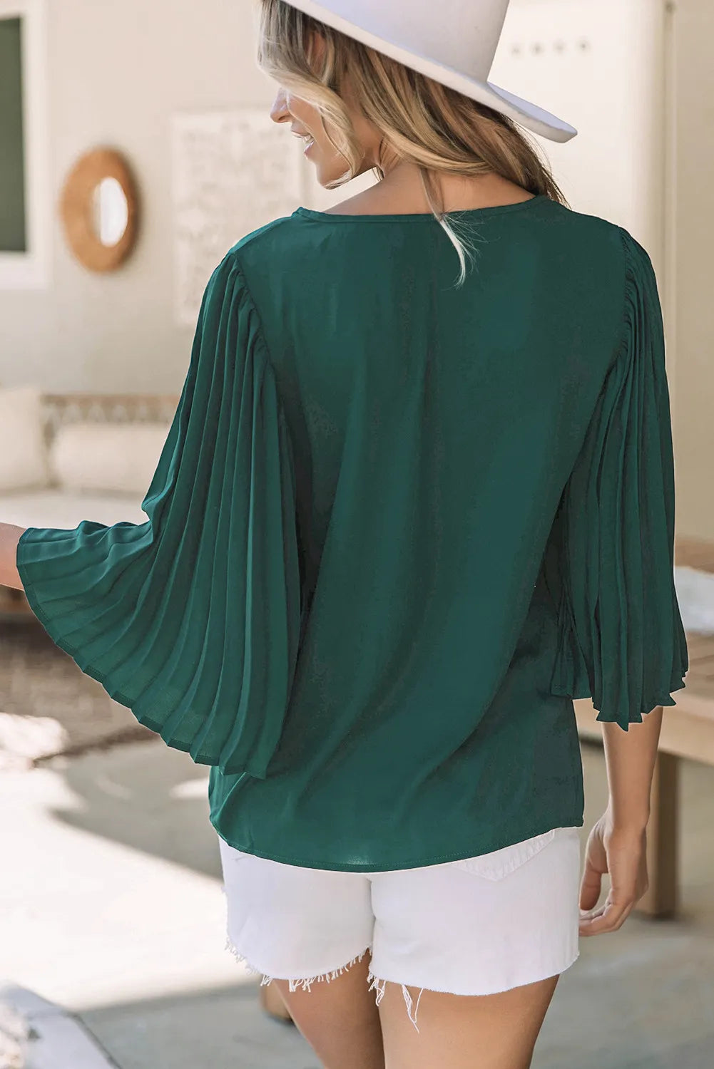 Greenish Pleated Top