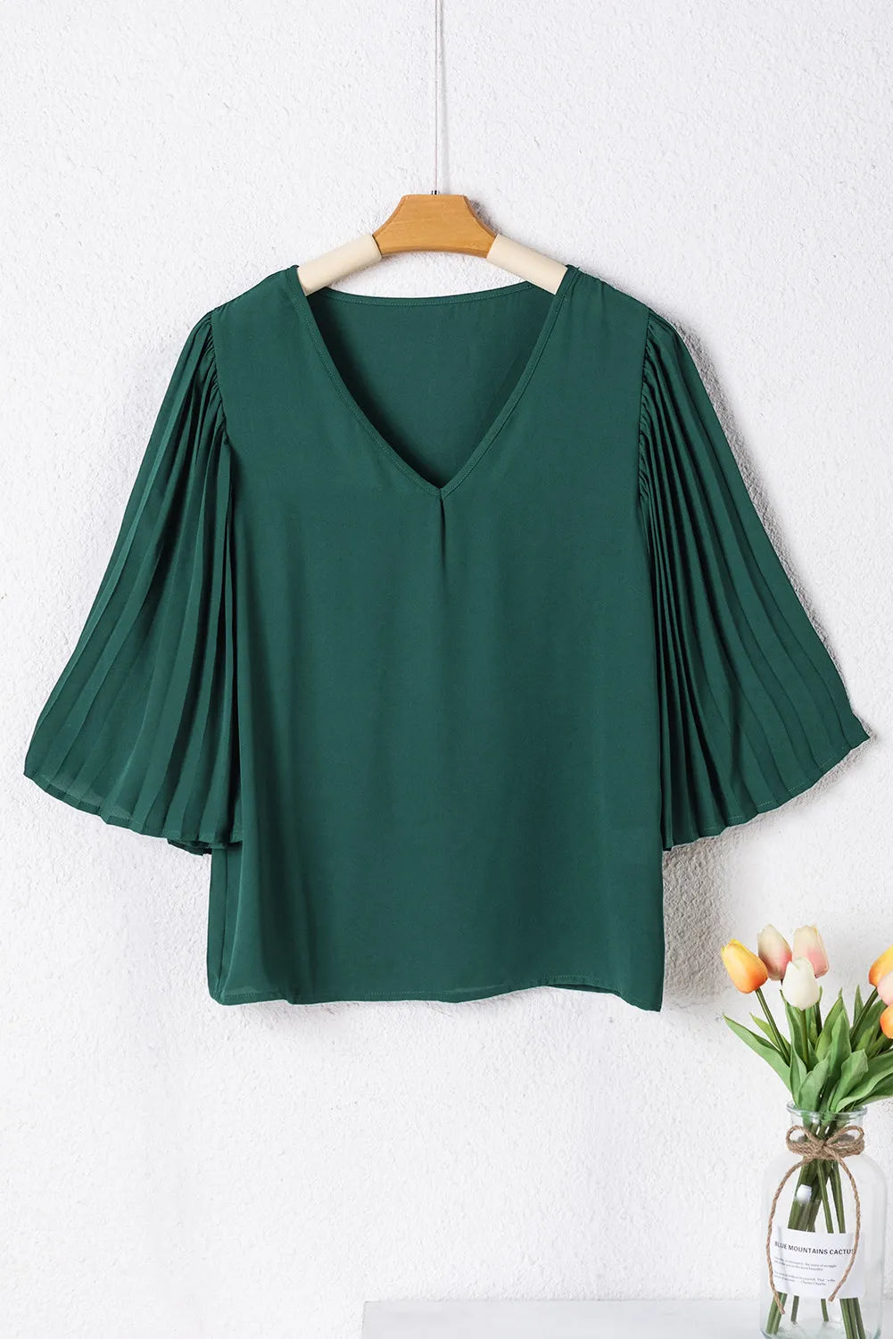 Greenish Pleated Top