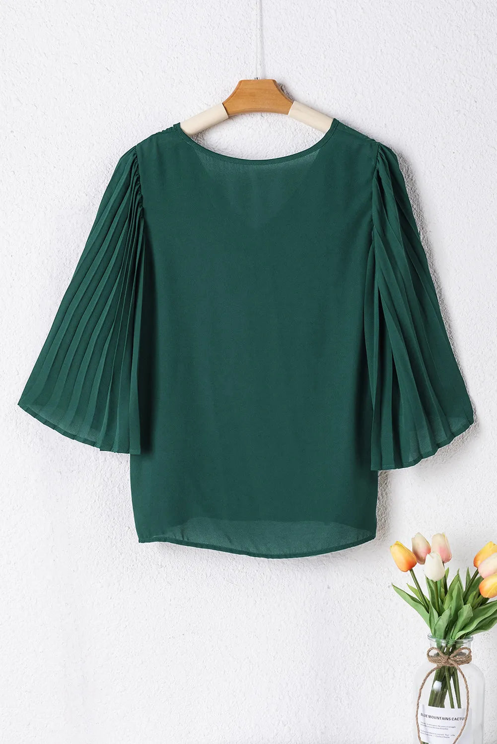 Greenish Pleated Top