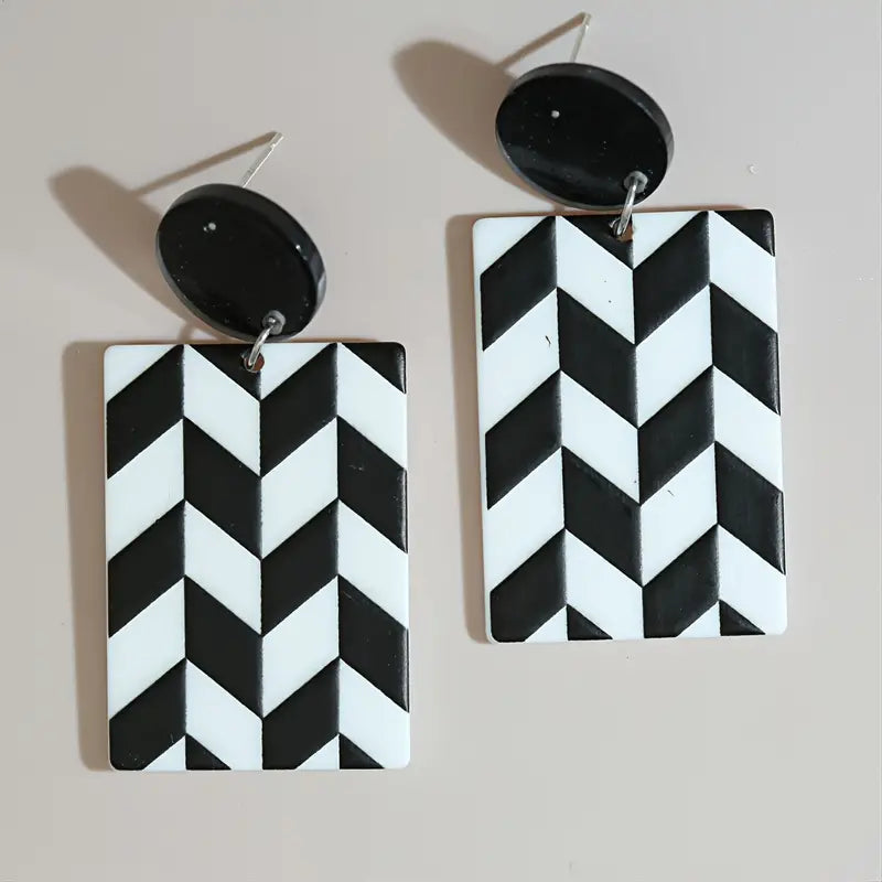 Black & White Checker Earrings