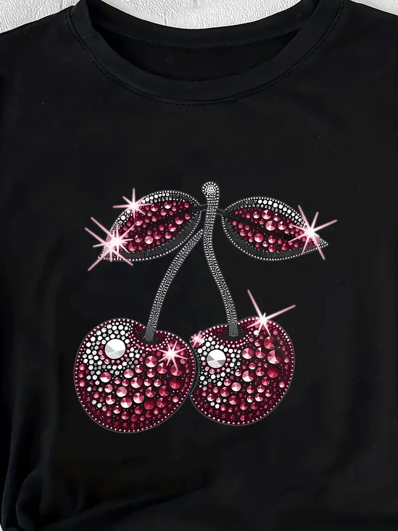 Cherry Rhinestone Tee